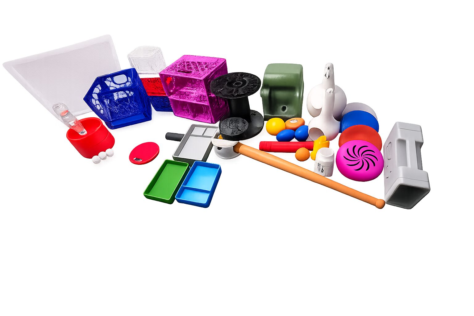 Examples of custom molded plastic products manufactured by Midwest Plastics Co., Inc.
